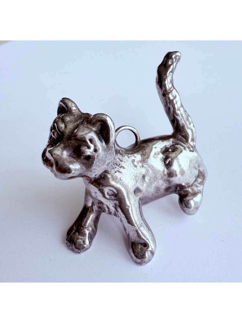 3D Standing Prancing Cat Kitten 925 Sterling Silver Pendant For Necklace 1.3"